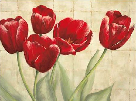 Mckee Lauren - Red Tulips on Ivory