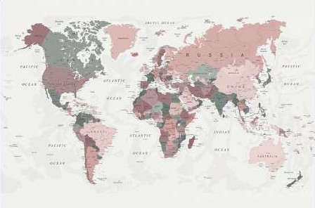 Urban Epiphany - World Map Pink Green 2
