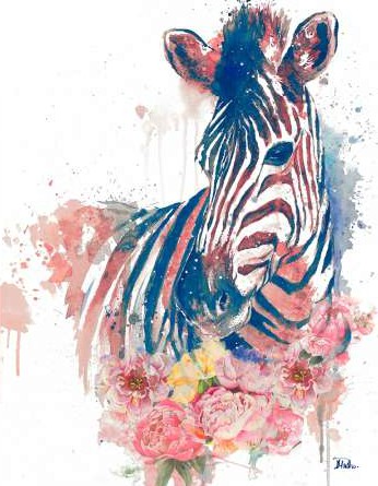 Pinto Patricia – Floral Watercolor Zebra