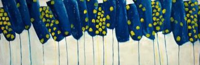 Atelier B Art Studio – Abstract blue and yellow flowers