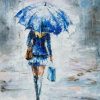 Kowalik Jolanta - Lady in Blue with Umbrella