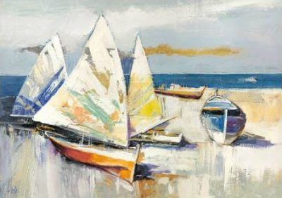 Luigi Florio – Barche sulla spiaggia