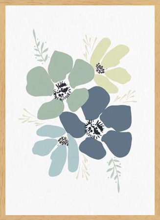 Poster με κορνίζα Straatsma Leah – Blue Hues Floral