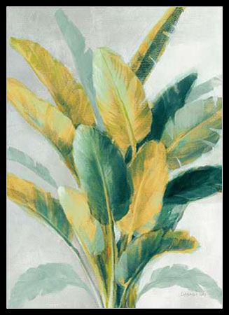 Poster με κορνίζα Nai Danhui – Greenhouse Palm II Teal Green and Gold Crop