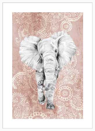 Poster με κορνίζα Watts Eva – Pink Paisley Elephant