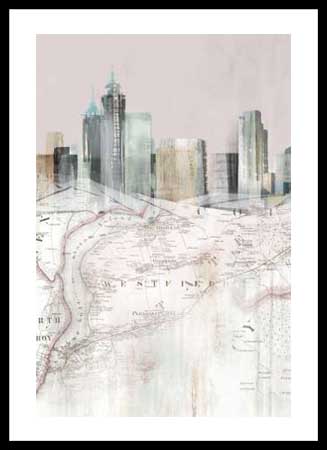 Poster με κορνίζα Isabelle Z – Blushing Manhattan Map I