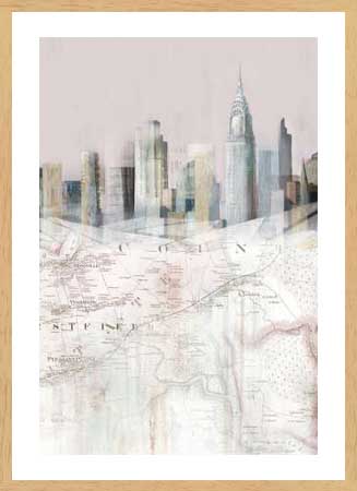 Poster με κορνίζα Isabelle Z – Blushing Manhattan Map II
