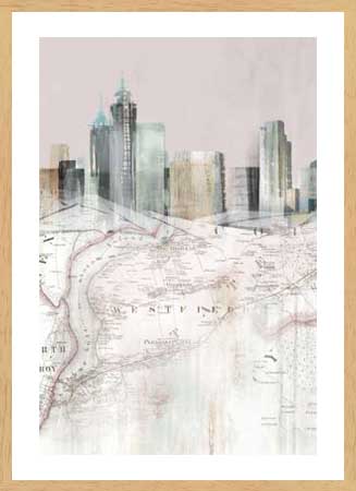 Poster με κορνίζα Isabelle Z – Blushing Manhattan Map I